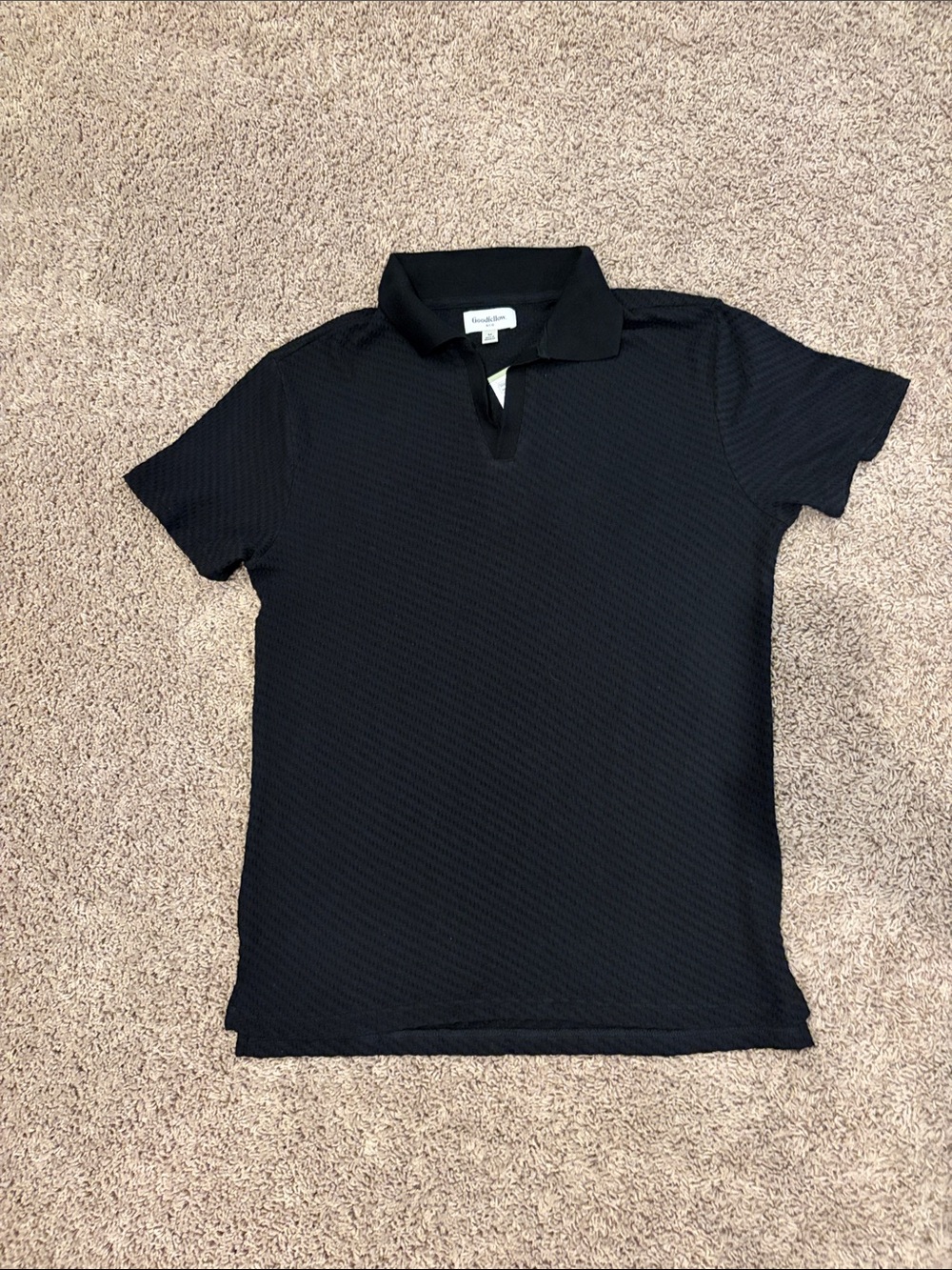 Goodfellow & Co Black Textured Polo Shirt